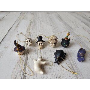 Mini Halloween ornament mummy cat skeleton tree spider ghost witch set lot